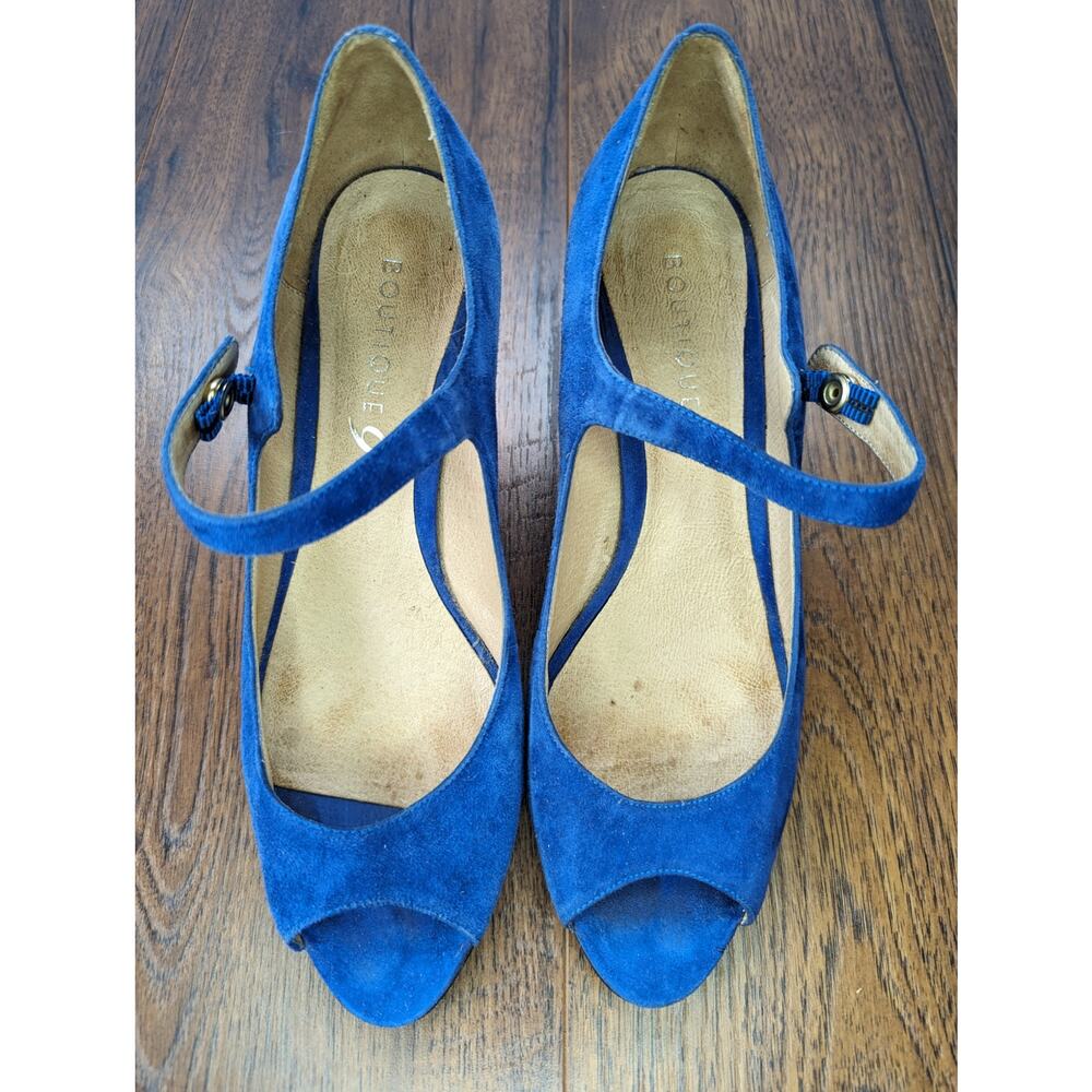 Boutique 9 Blue Suede Peep Toe heels 8M - Picture 4 of 7
